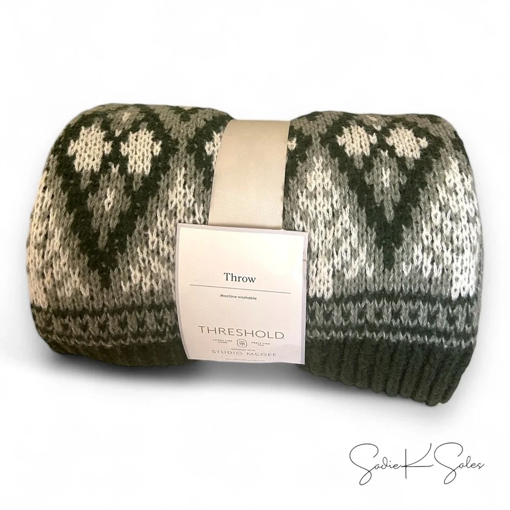 Knit Fair‎ Isle Throw Blanket Green – Threshold Studio McGee, Christmas 2024